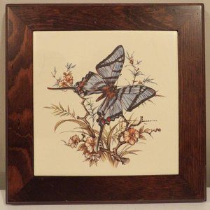 +Vintage Mid State #2 Butterfly Wood Framed Trivet